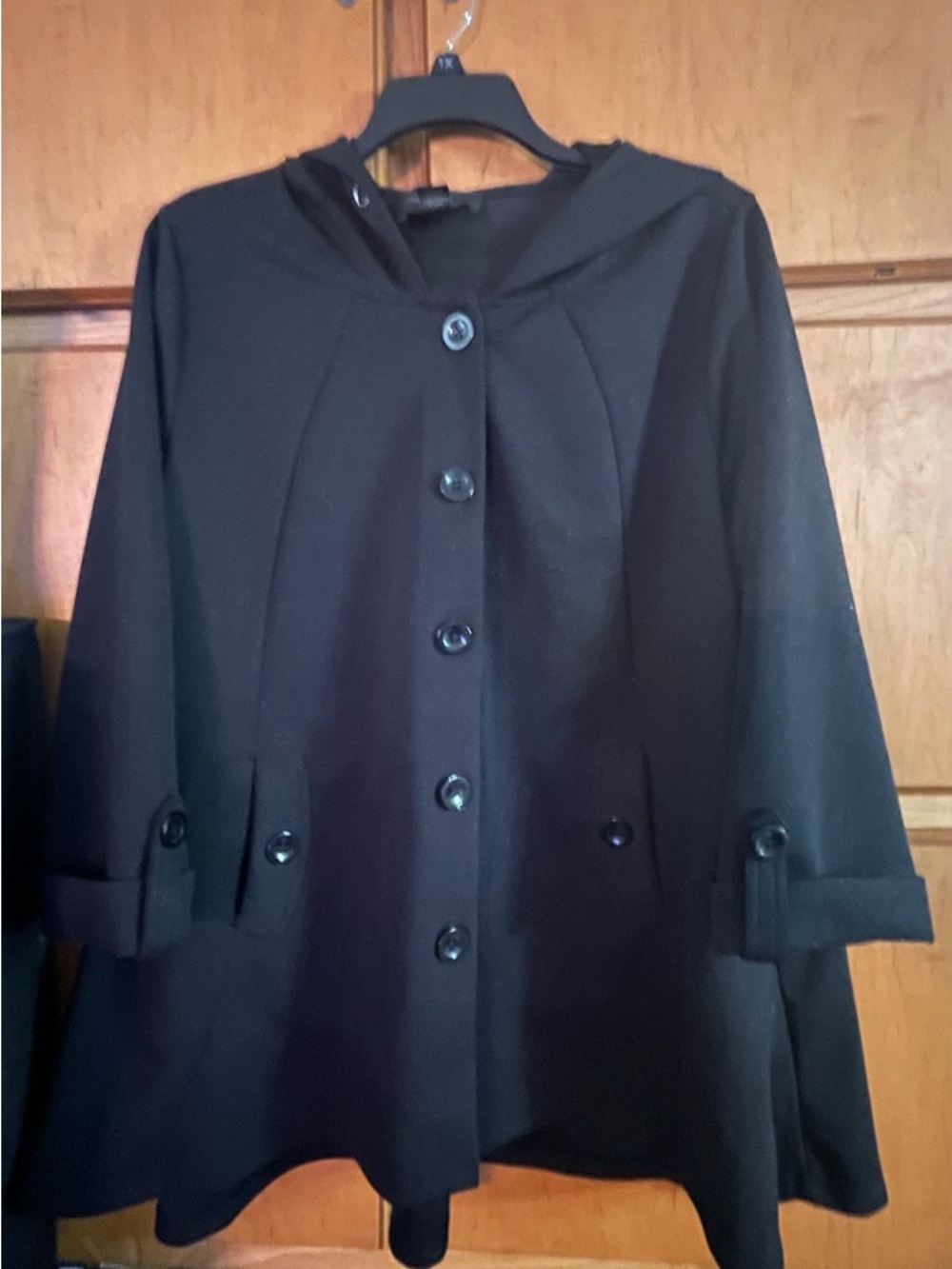 Christian Siriano Black Hooded Swing Cape